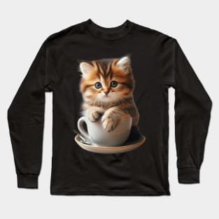 Caffeine & Kittens: A Charming Café Escape Long Sleeve T-Shirt